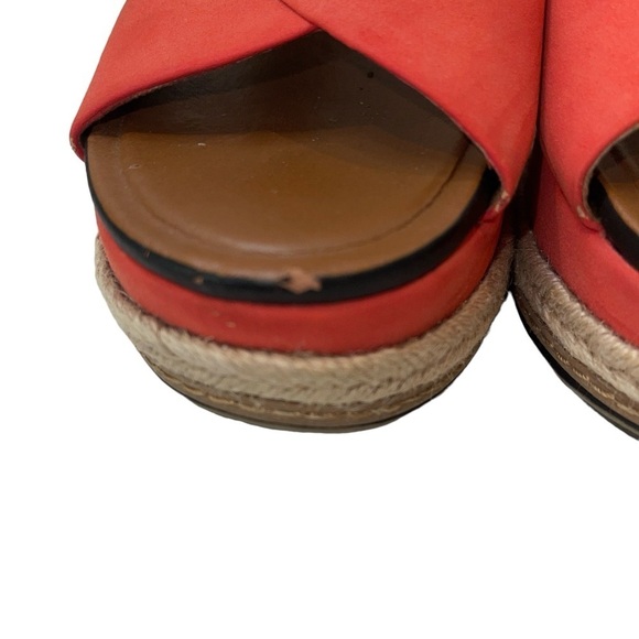 Naturalizer Women's Sandals Size 6.5M Coral/Red Wedge Criss Cross Open Toe - Picture 7 of 12